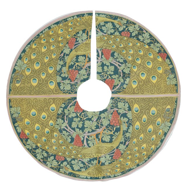 Peacock Art nouveau Stil runda, berikande utformni Julgransmatta Borstad Polyester (Framsidan)