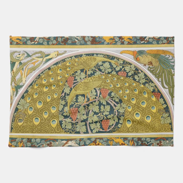 Peacock Art nouveau Stil runda, berikande utformni Kökshandduk (Horisontell)