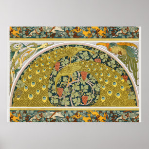 Peacock Art nouveau Stil runda, berikande utformni Poster