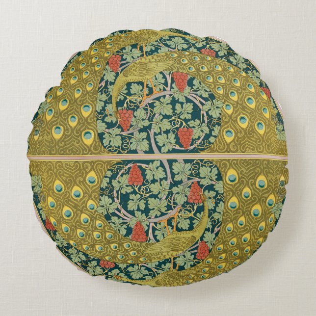 Peacock Art nouveau Stil runda, berikande utformni Rund Kudde (Framsidan)