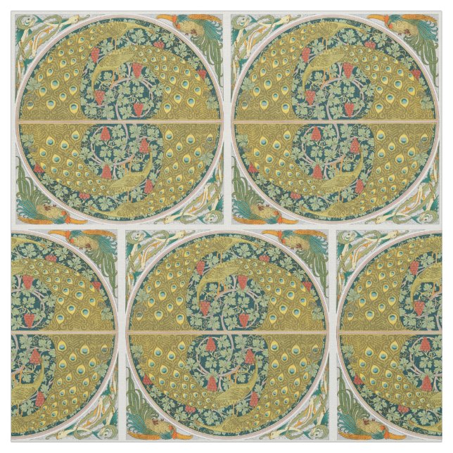 Peacock Art nouveau Stil runda, berikande utformni Tyg (Provkarta)