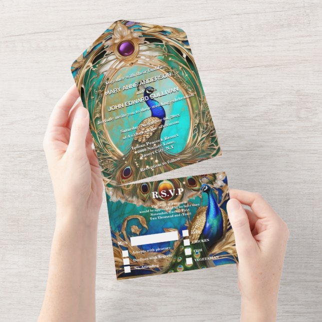 Peacock art nouveau vintage retro lyxury (Avrivbar del)