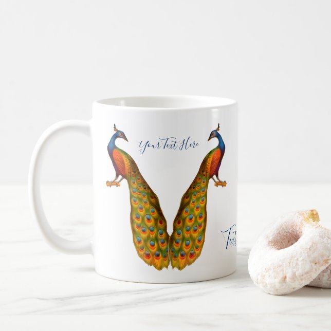 Peacock Art Personlig Kaffemugg (Med munk)