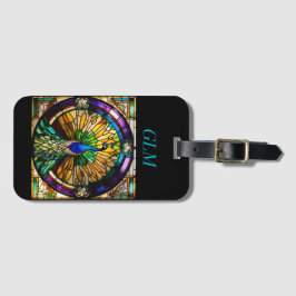 Peacock av fastnat glas bagagebricka