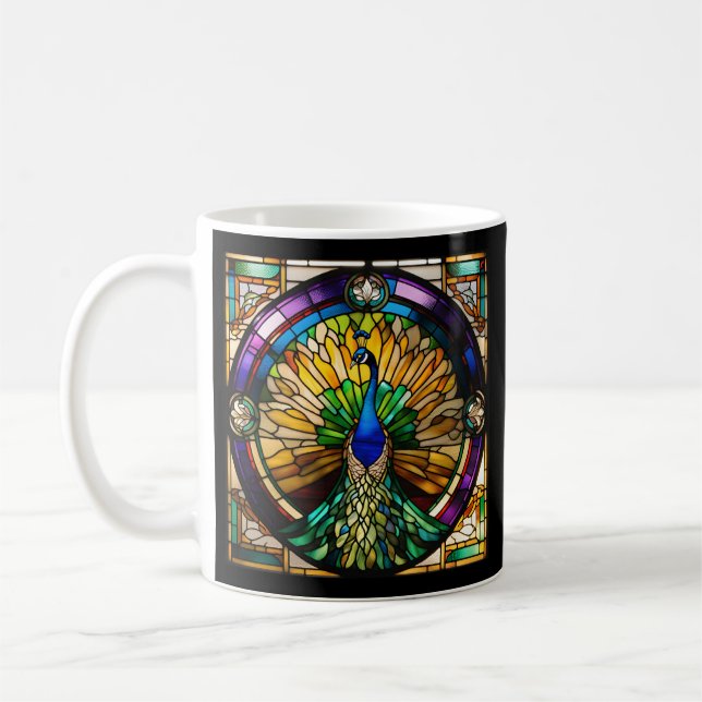 Peacock av fastnat glas kaffemugg (Vänster)