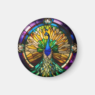 Peacock av fastnat glas magnet