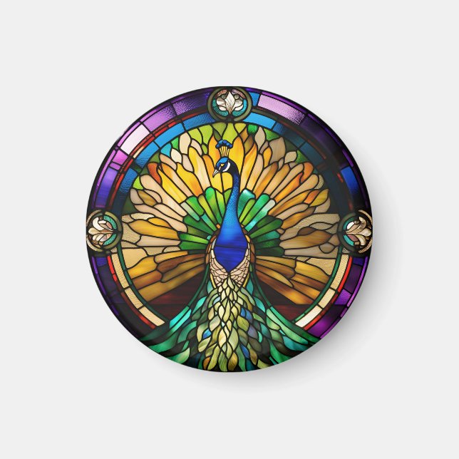 Peacock av fastnat glas magnet (Framsidan)