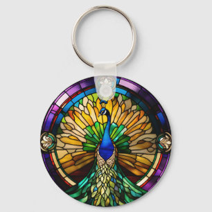 Peacock av fastnat glas nyckelring
