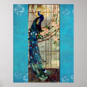 Peacock av fastnat glas poster