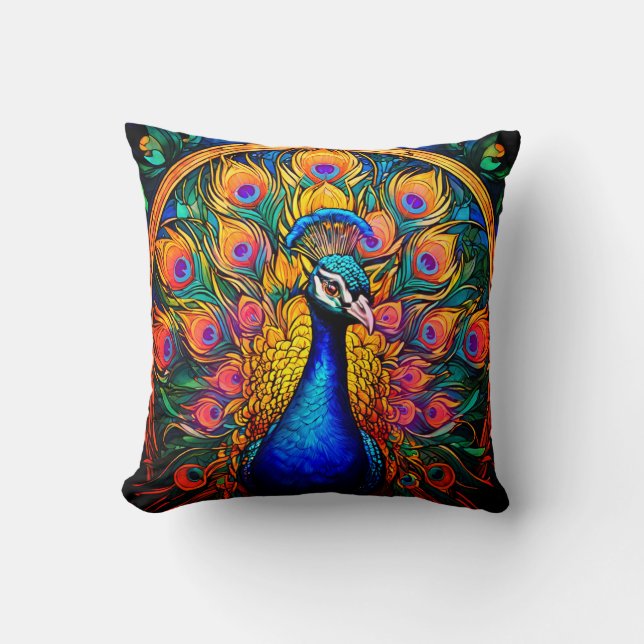 Peacock av skalat glas Stil Kudde (Framsida)