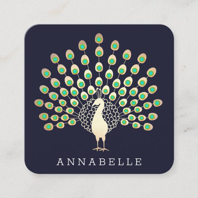 Peacock Beauty och Mode Fyrkantigt Visitkort (Framsida)