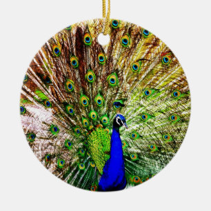 Peacock Benice Grönt Bird Animal Royal Luxury S Julgransprydnad Keramik