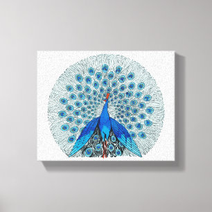 Peacock Bevackra Teckning Canvastryck