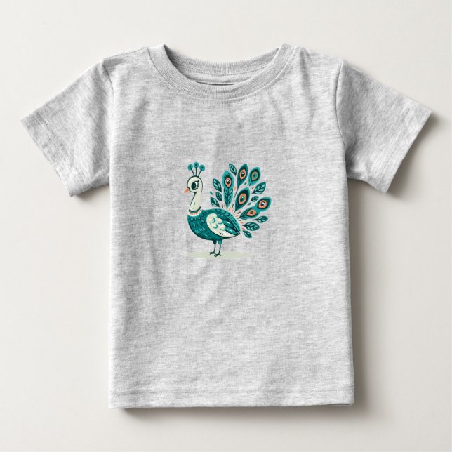 Peacock bird Baby Bra Jersey T-Shirt (Framsida)