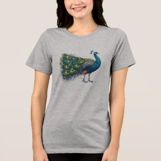 Peacock bird Bella+Canvas Women's Tri-blend T Shirt