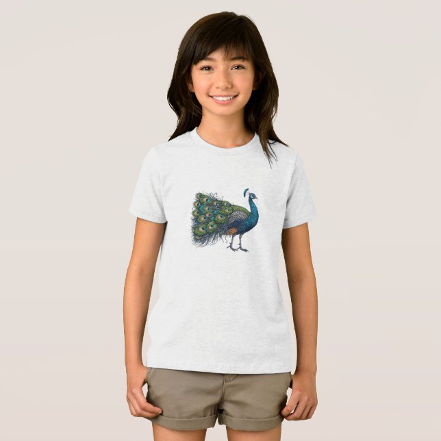 Peacock bird Bella+Canvas Youth Tri blend T-Shirt (Framsida Full)