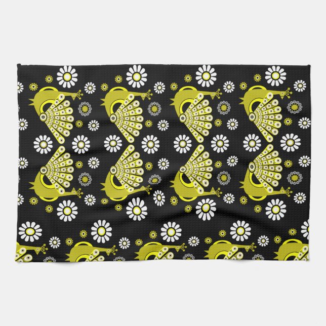 Peacock Bird Graphic Art Kökshandduk (Horisontell)