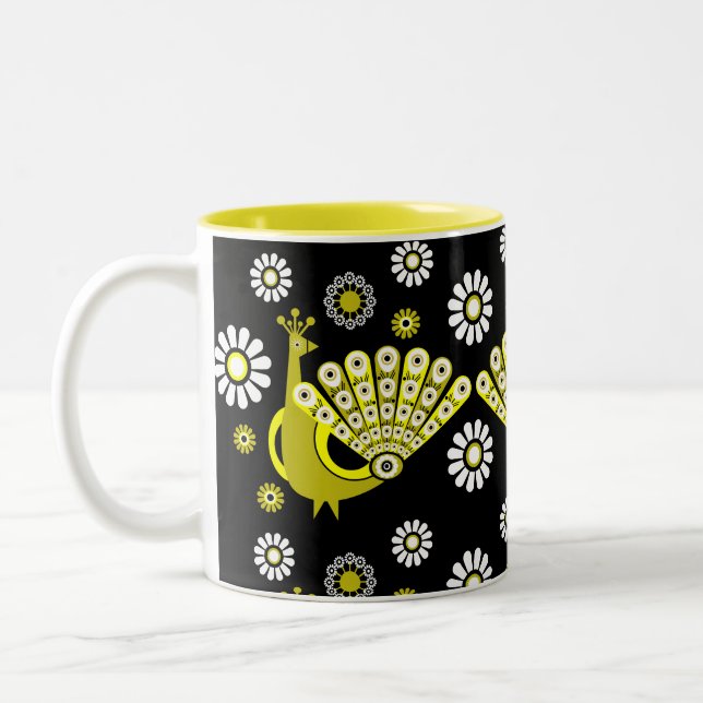 Peacock Bird Graphic Art Två-Tonad Mugg (Vänster)