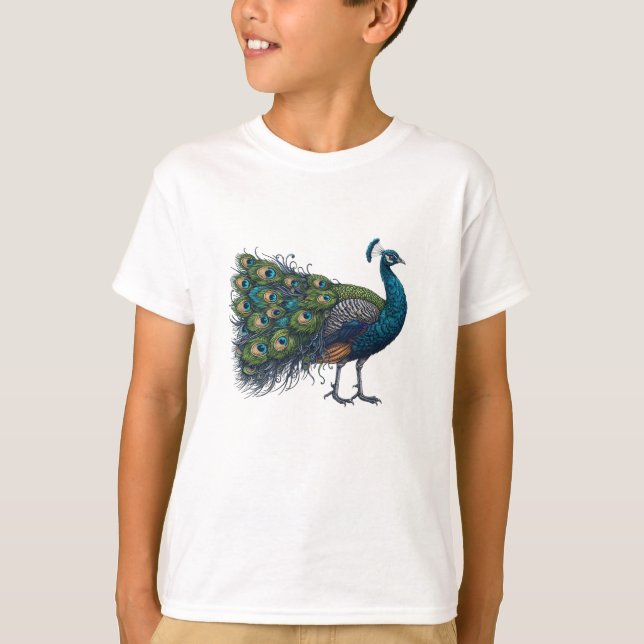 Peacock bird Kids Basic T-Shirt (Framsida)