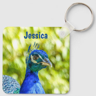 Peacock Bird Personlig Namn Nyckelring