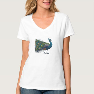 Peacock bird Womens V-Nacke T-Shirt