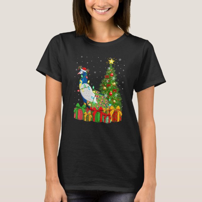 Peacock Bird  Xmas Holiday Santa Peacock Christmas T Shirt (Framsida)
