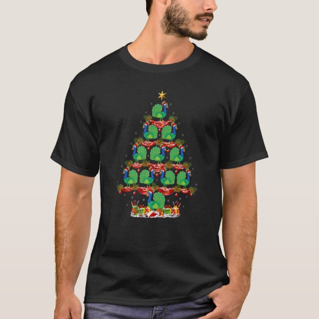Peacock Bird  Xmas Holiday Santa Peacock Christmas T Shirt (Framsida)
