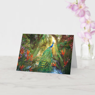 Peacock Birds of Paradise Landscape Painting Kort