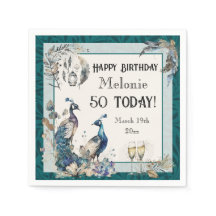 Peacock Birthday Napkin