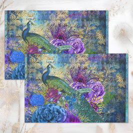 PEACOCK BLOMMIGT COLLAGE DECOUPAGE