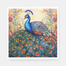 Peacock Blommigt Elegant Söt Papper Napkins