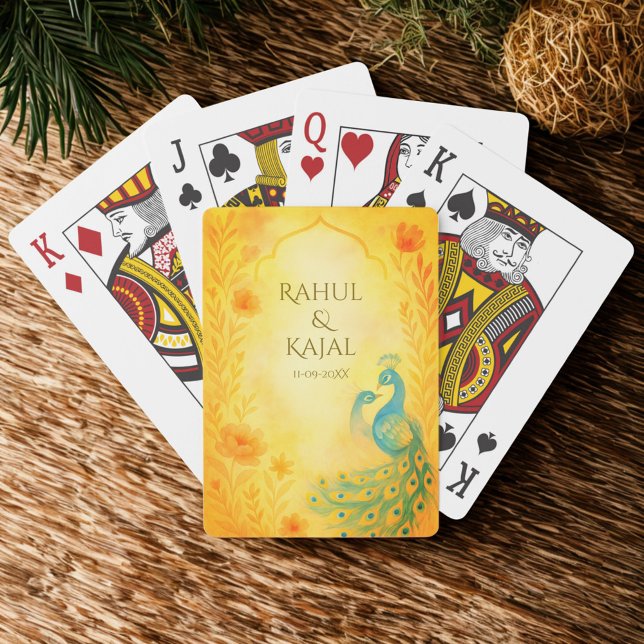 Peacock Blommigt Indian Bröllop Casinokort (Skapare uppladdad)