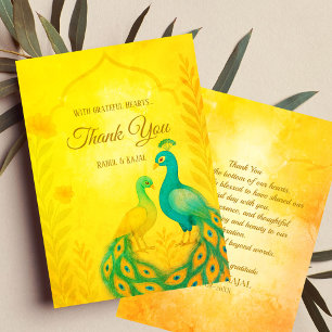 Peacock Blommigt Indian Bröllop - tackkort Tack Kort