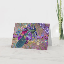 Peacock blommigt snöre diamant whimsical glam coll kort