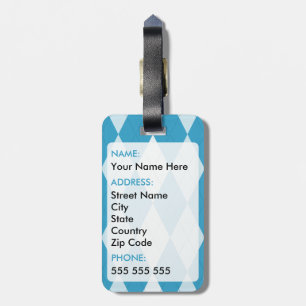 Peacock Blue Argyle Small Diamond Shape Bagagebricka