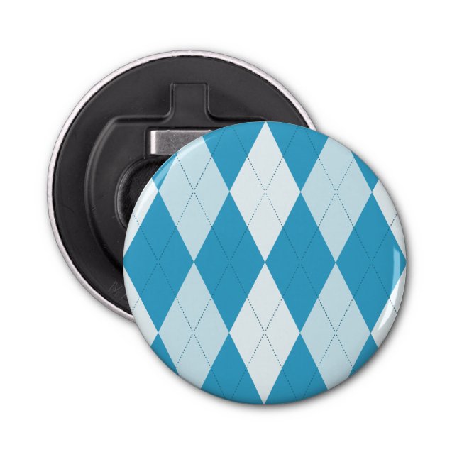 Peacock Blue Argyle Small Diamond Shape Flasköppnare (Framsidan)