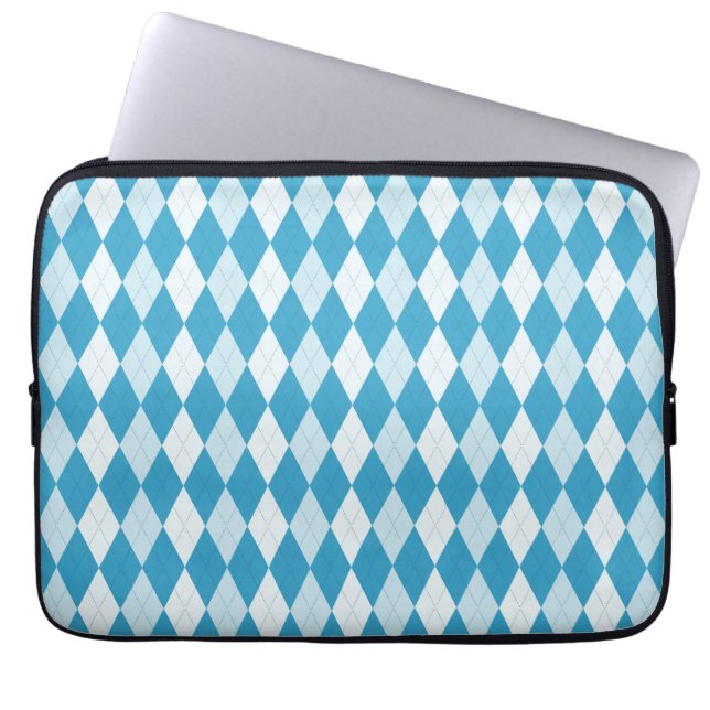 Peacock Blue Argyle Small Diamond Shape Laptop Fodral (Framsidan)