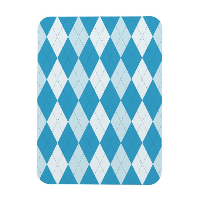 Peacock Blue Argyle Small Diamond Shape Magnet (Vertikal)