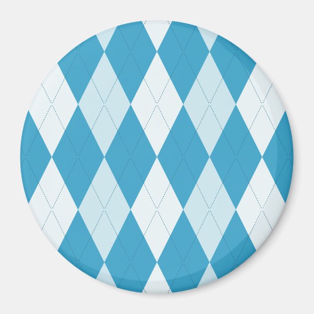 Peacock Blue Argyle Small Diamond Shape Magnet (Framsidan)