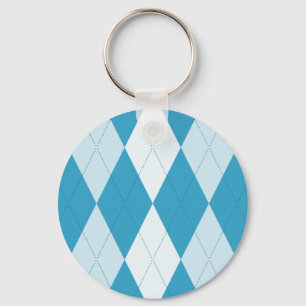 Peacock Blue Argyle Small Diamond Shape Nyckelring