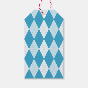 Peacock Blue Argyle Small Diamond Shape Presentetikett