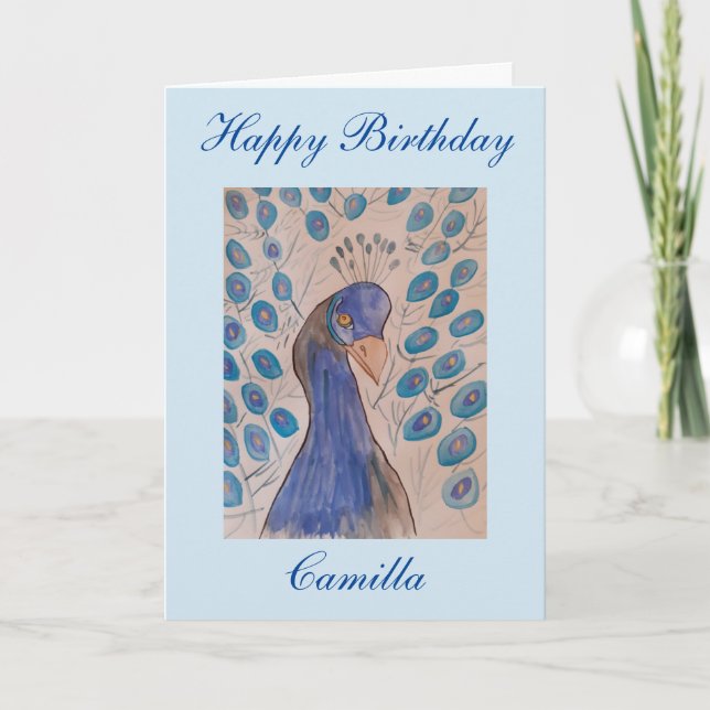 Peacock Blue Birthday Card Kort (Framsida)