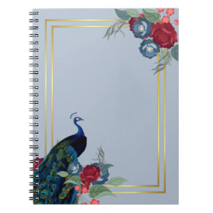 Peacock Blue Burgundy Winter Fall Wedding Anteckningsbok