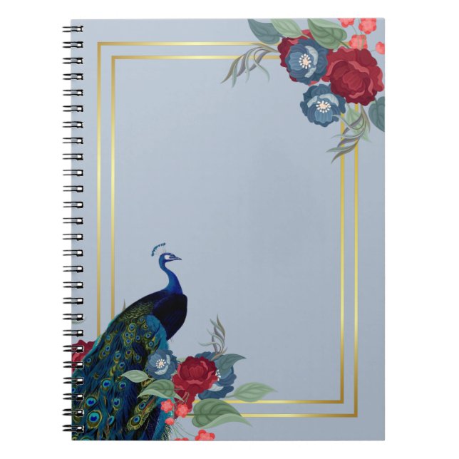 Peacock Blue Burgundy Winter Fall Wedding Anteckningsbok (Framsidan)