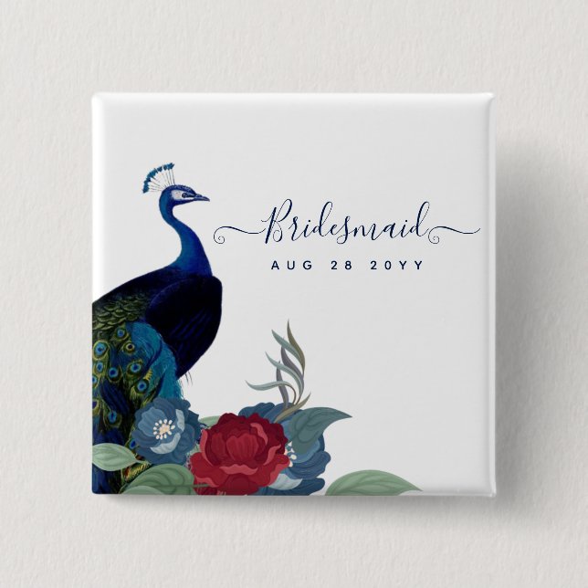 Peacock Blue Burgundy Winter Fall Wedding Knapp (Framsida)