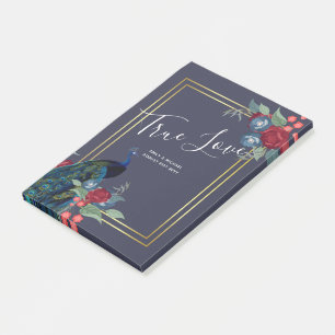 Peacock Blue Burgundy Winter Fall Wedding Post-it Block
