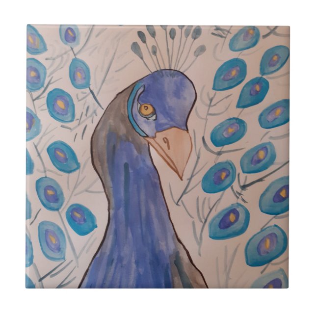 Peacock Blue Ceramic Tile Kakelplatta (Framsidan)