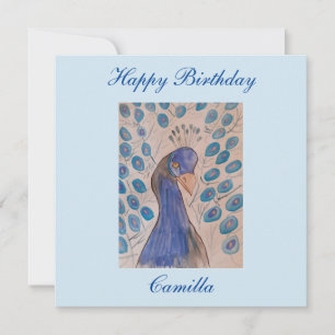 Peacock Blue Flat Birthday Card Kort