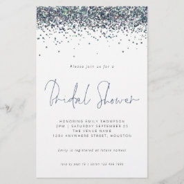 Peacock Blue Glitter budget Möhippa Inbjudan