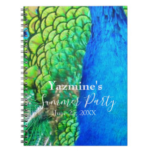 Peacock Blue Grönt Feather Struktur Summer Vibes S Anteckningsbok
